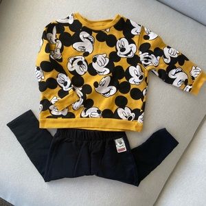 Zara Mickey Mouse Sweater Pants Set 18-24M